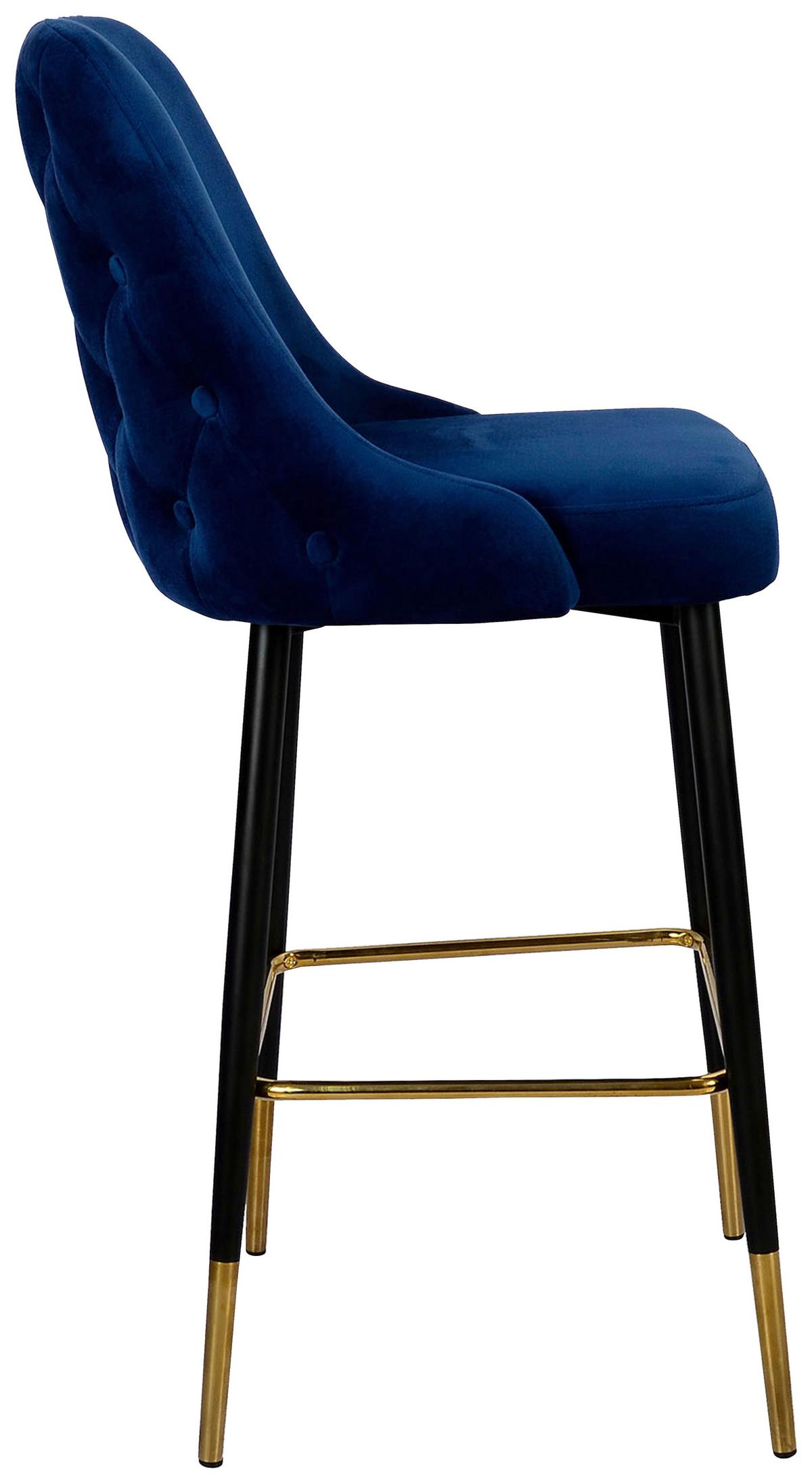 Barhocker Mojo 100 - Blau/Goldfarben, Modern, Textil/Metall (53/110/57cm) - Kayoom