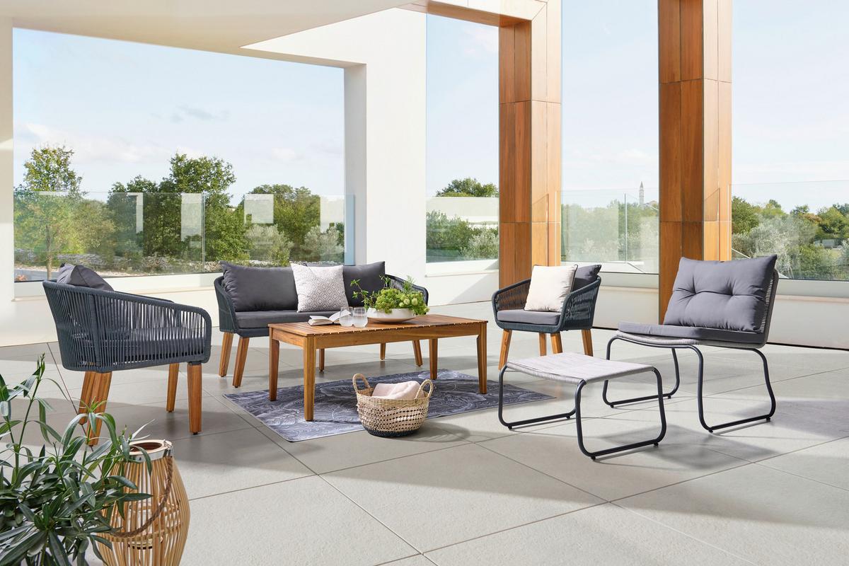 Lounge Garnitura Trendy, Barva Akacije, Antracit - temno siva/antracit, Moderno, kovina/les (160/75/70cm)