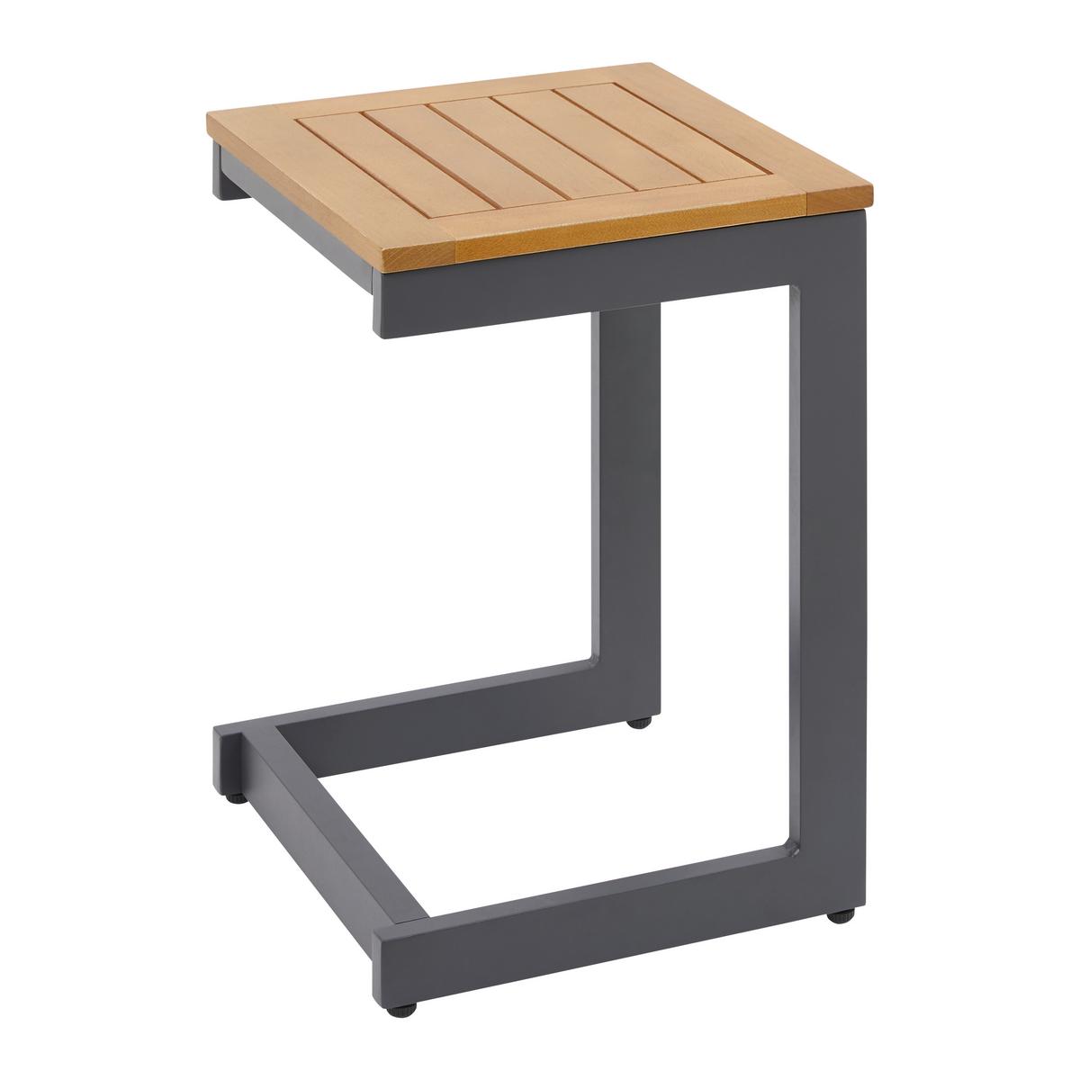 Gartenliege Loan Grau Holz Metall/Outdoorstoff +Tisch - Dunkelgrau/Anthrazit, MODERN, Holz/Textil (210/84/78cm) - Bessagi Garden