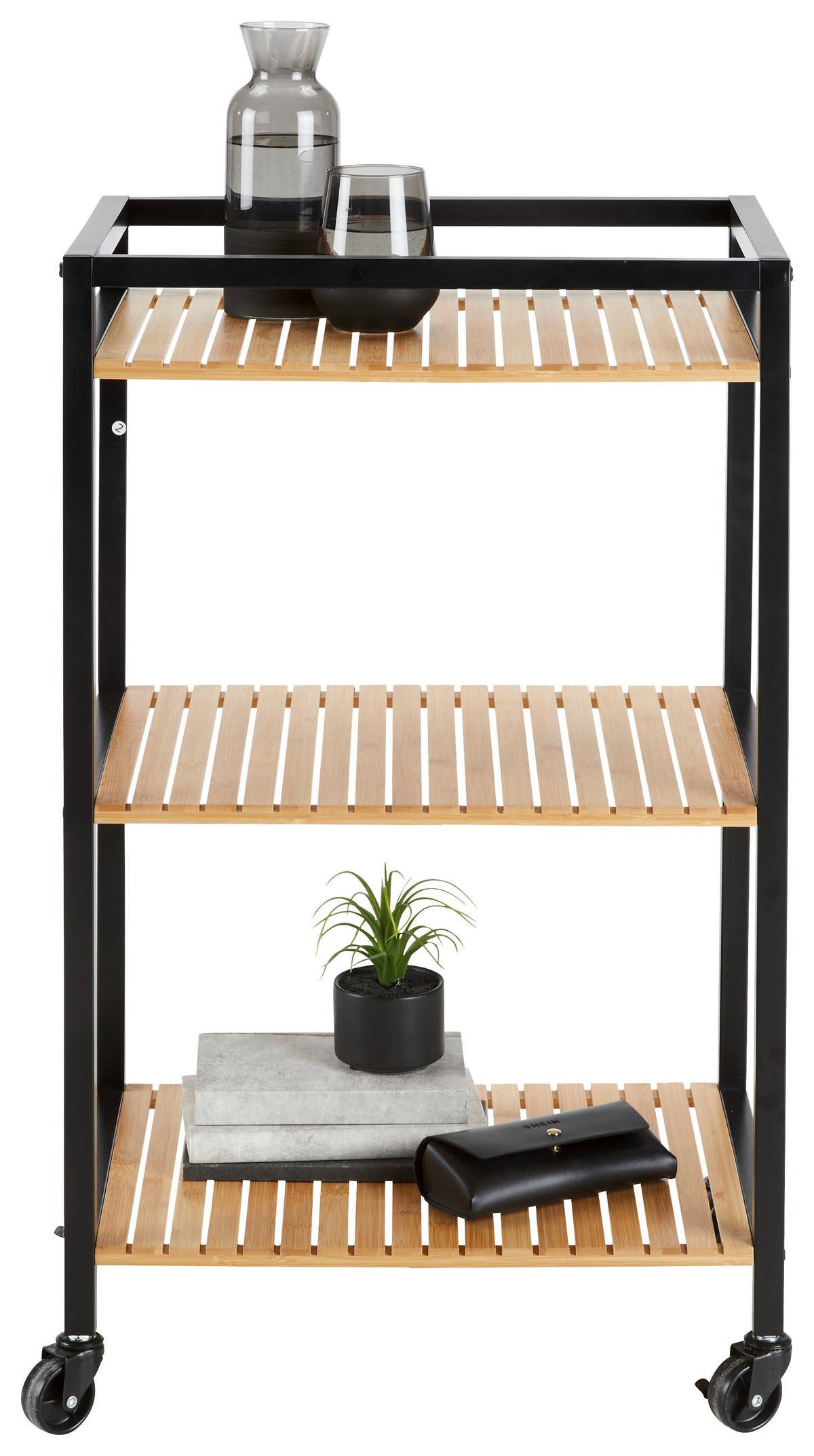 Allzweckwagen Azra II in Naturfarben/Schwarz - Schwarz/Naturfarben, MODERN, Naturmaterialien/Kunststoff (47/78/33cm) - Mömax