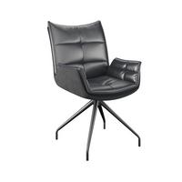 Naslanjač Malin, Črna, Umetno Usnje, Vrtljiv - črna, Moderno, kovina/tekstil (61/92/66cm)