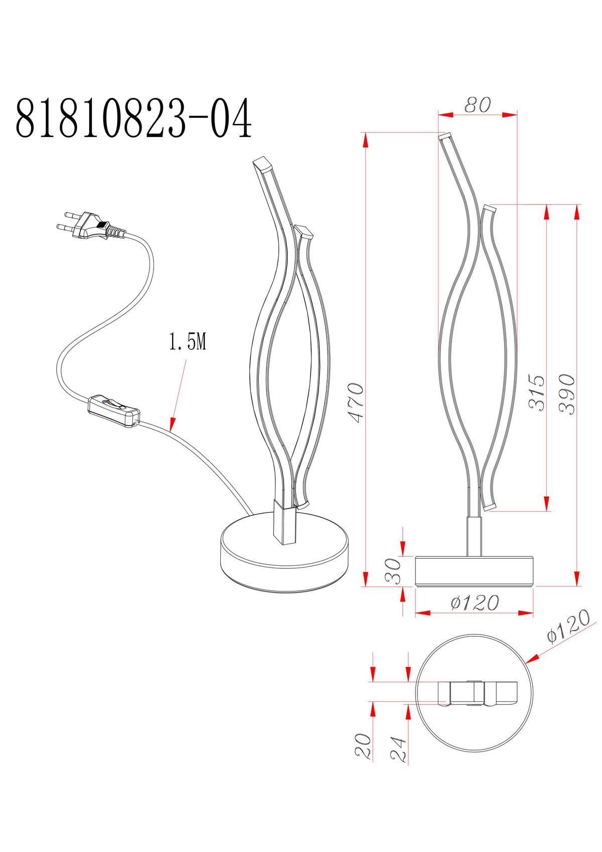 Namizna Led-svetilka Relo - črna/opal, Moderno, kovina/umetna masa (12/47cm) - Mömax