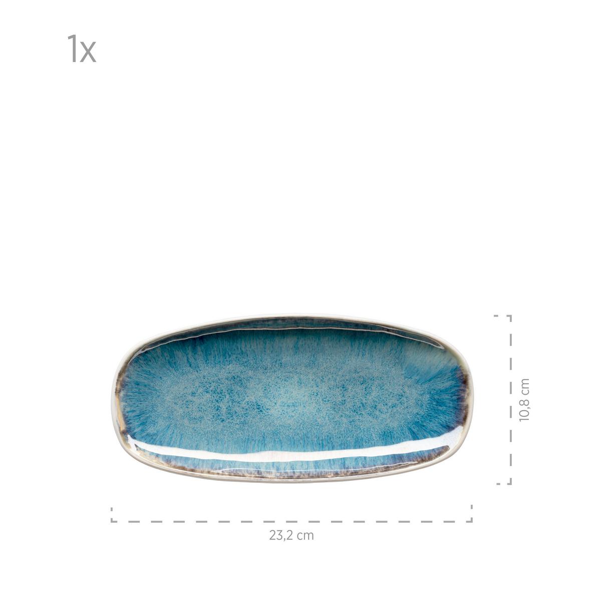 SERVIERPLATTEN-SET 931918 BLAU POSTSICHER - Blau, Basics, Keramik - Mäser