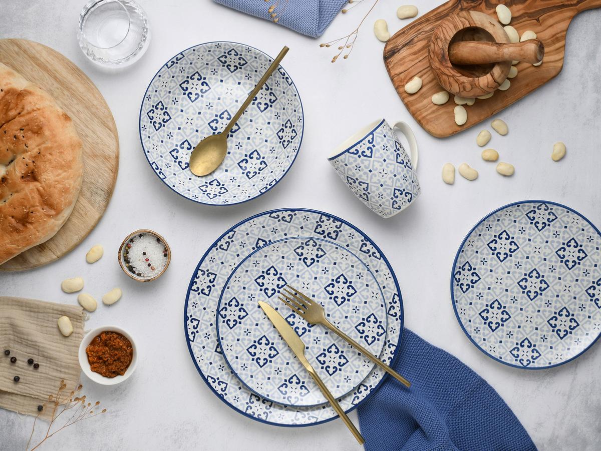 Kombinirani Servis Yara Blue, 16-Delni - modra/bela, Basics, keramika - Creatable