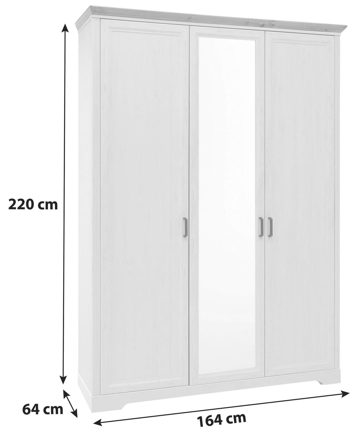 Ormar Sa Klasičnim Vratima Jasmin Ii - boja nikla/bela, Lajfstajl, metal/pločasti materijal (164/220/64cm) - Zandiara