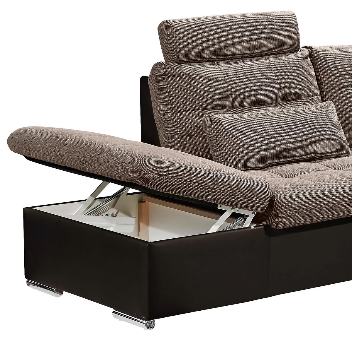 Wohnlandschaft Jakarta U inkl. Kissen Braun - Hellbraun/Dunkelbraun, MODERN, Holzwerkstoff/Textil (218/324/170cm) - MID.YOU