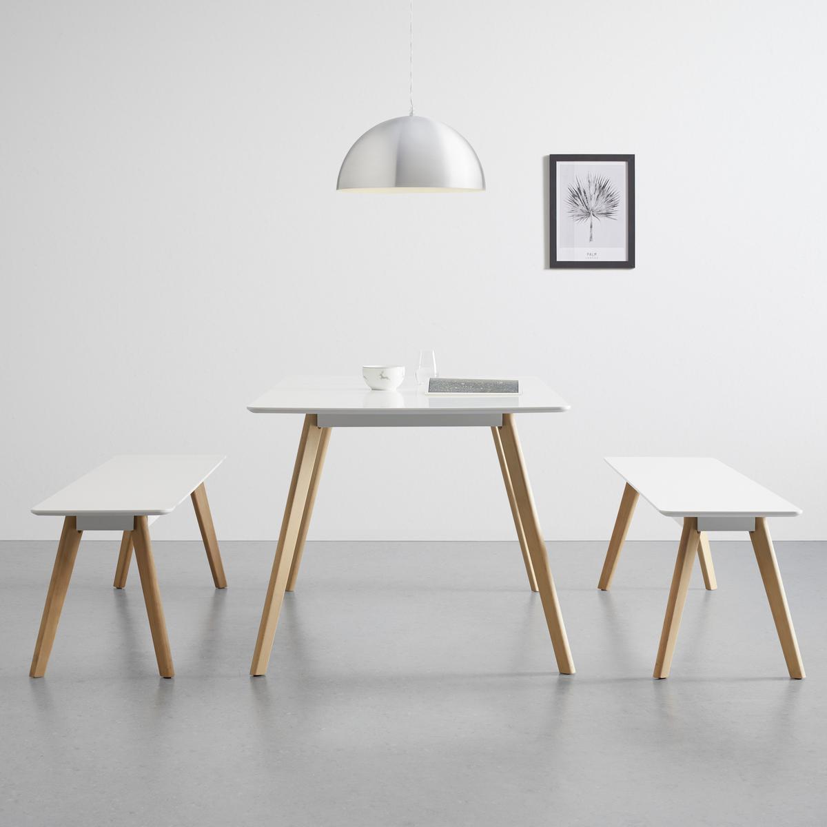 Esstisch Frieda in Holz Buche massiv ca. 160x75 cm - Buchefarben/Weiß, MODERN, Holz/Holzwerkstoff (160/90/75cm) - Bessagi Home