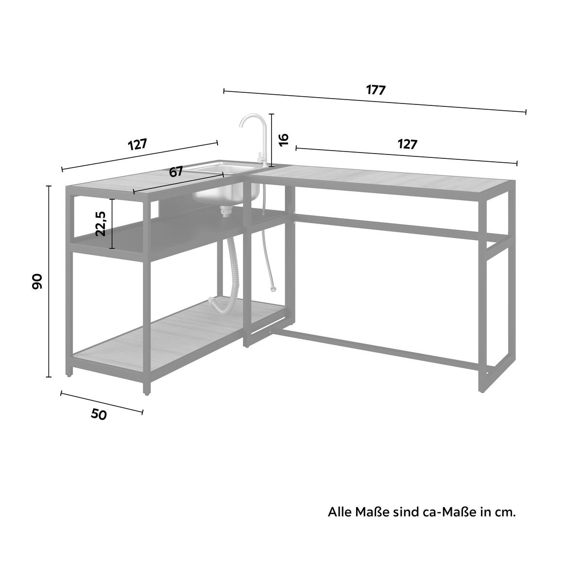 Kültéri Konyha Delia - natúr színű/fekete, Modern, műanyag/fém - Bessagi Garden