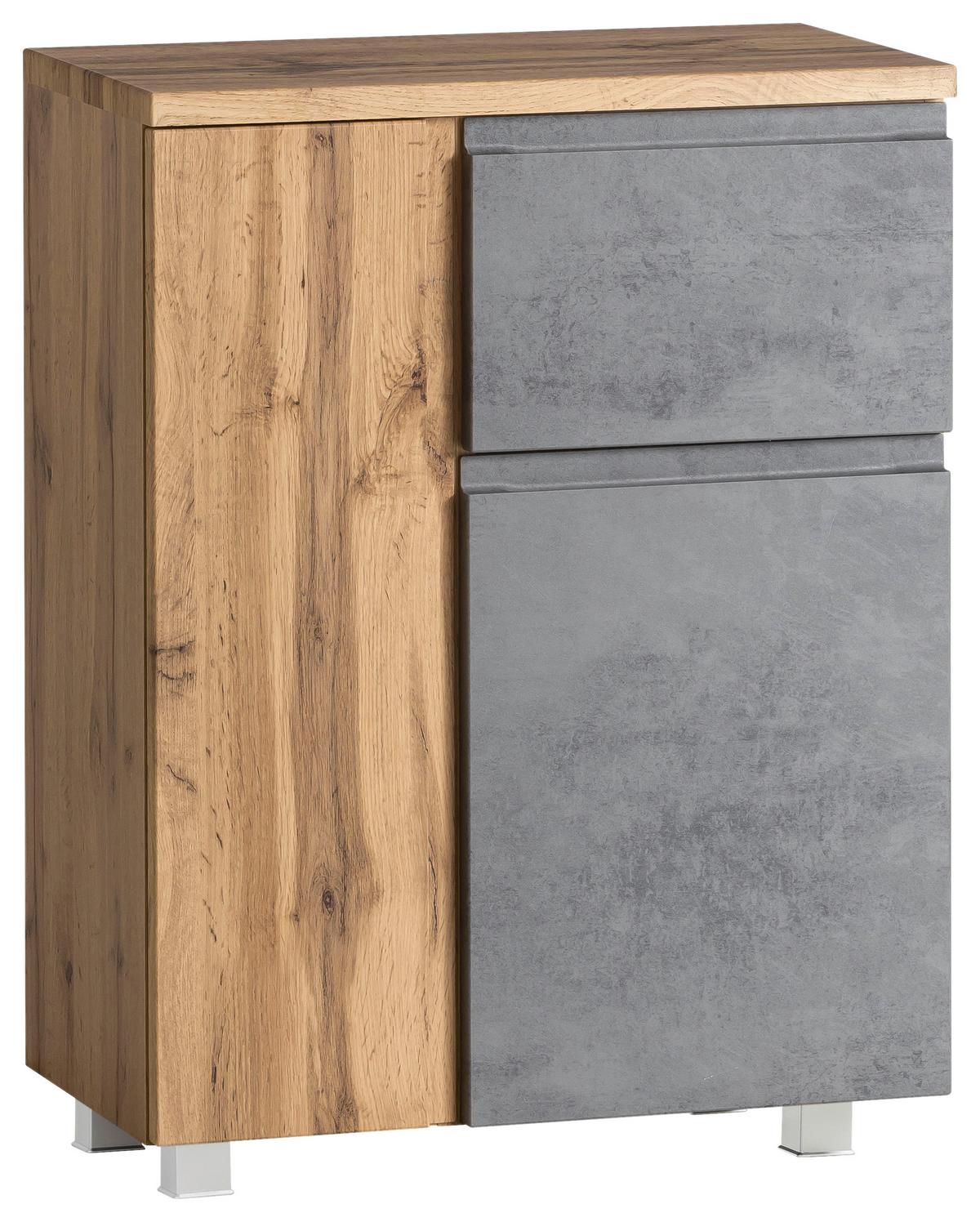 Unterschrank Varese ca. 65x79 cm Hellgrau/Eiche - Eiche Wotan/Hellgrau, MODERN, Holzwerkstoff (65/79/35cm) - Held
