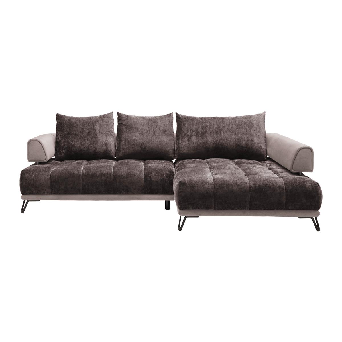 Ecksofa Morgan Taupe - Taupe/Schwarz, MODERN, Textil/Metall (262/67-87/184cm) - Mömax