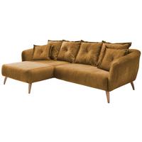 Wohnlandschaft Baggio Gelb Velours - Gelb/Buchefarben, MODERN, Holz/Textil (162/277cm) - Livetastic