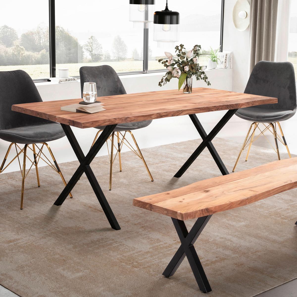 Set Naslanjačev Cara - zlate barve/antracit, Moderno, kovina/tekstil (48/85/58cm) - MID.YOU
