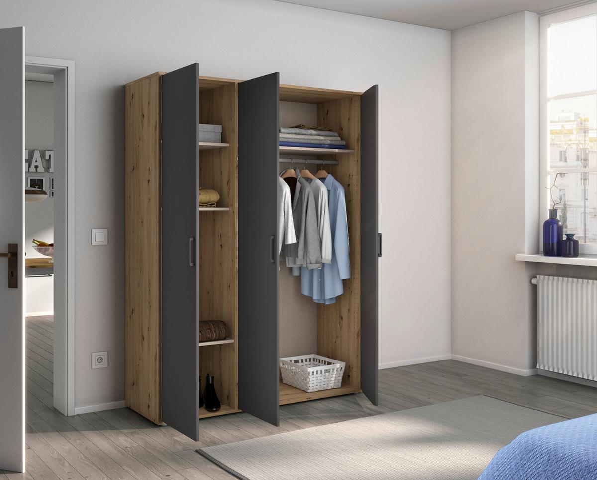 DULAP  USI ROTATIVE VOYAGER - stejar Artisan/gri, Modern, material pe bază de lemn (140/194/53cm) - Modern Living