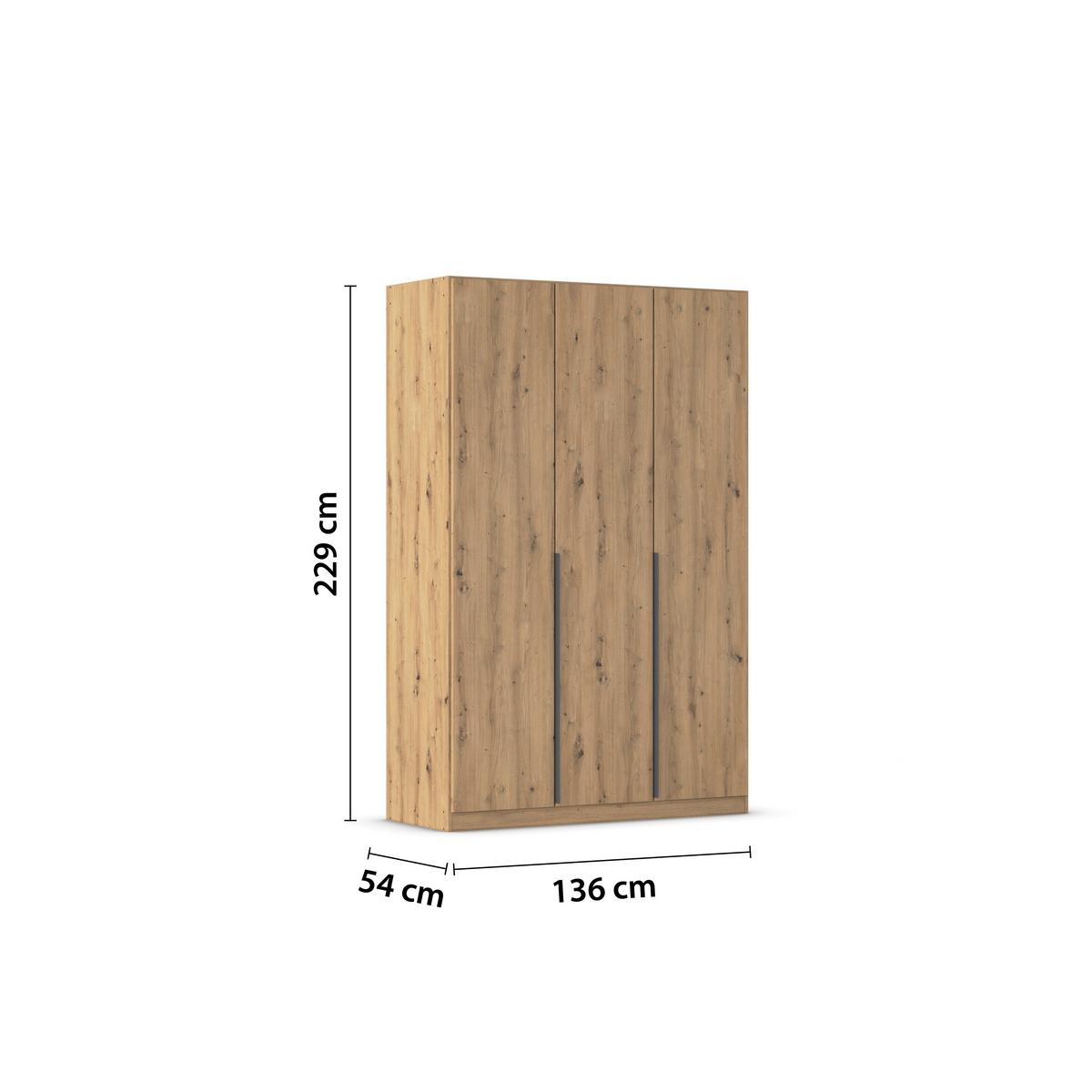 Dulap cu uși rotative ALABAMA - stejar Artisan, Modern, material pe bază de lemn (136/229/54cm) - Modern Living