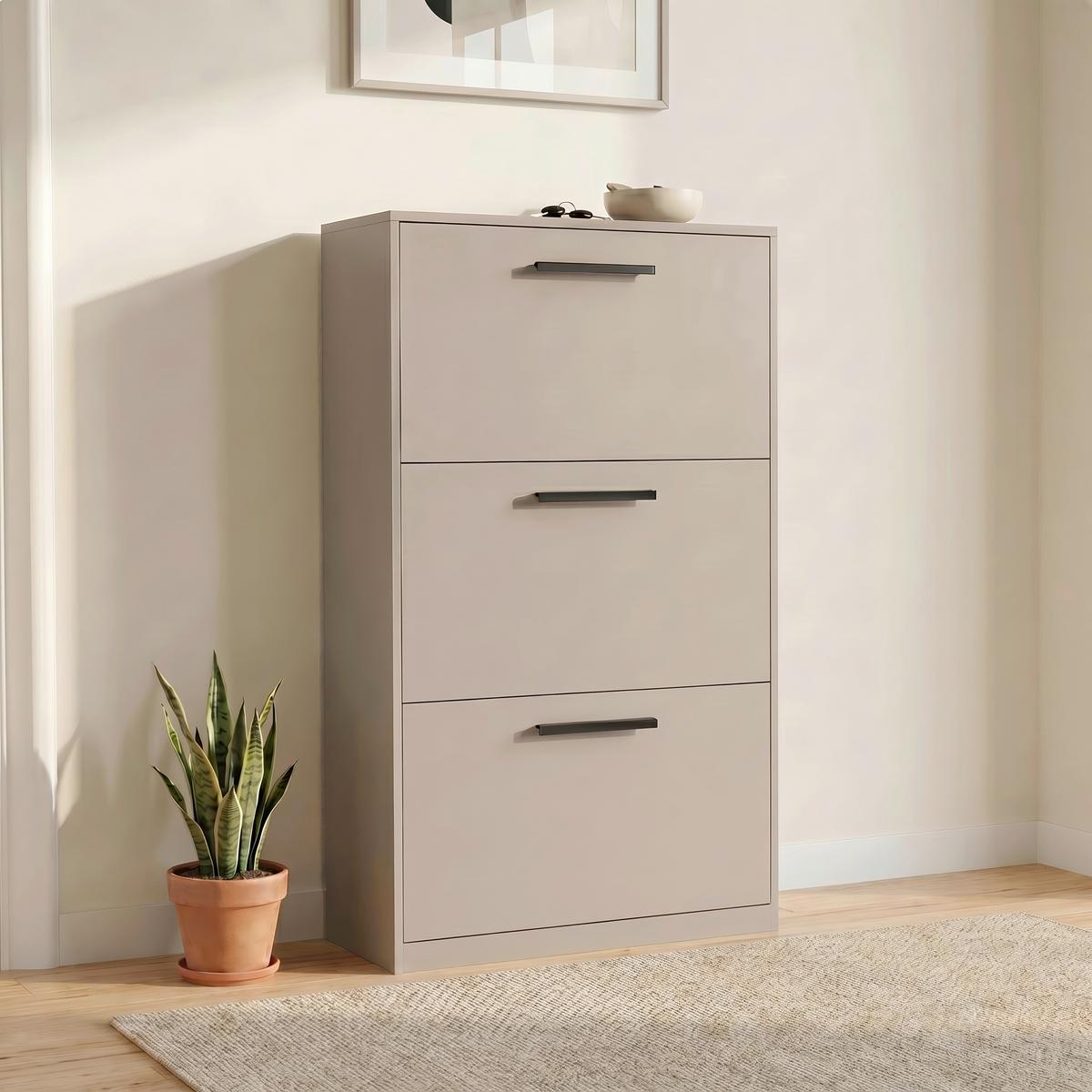 Dulap pentru pantofi LEON 3 - cașmir, Basics, material pe bază de lemn (64/119,7/19cm) - Modern Living