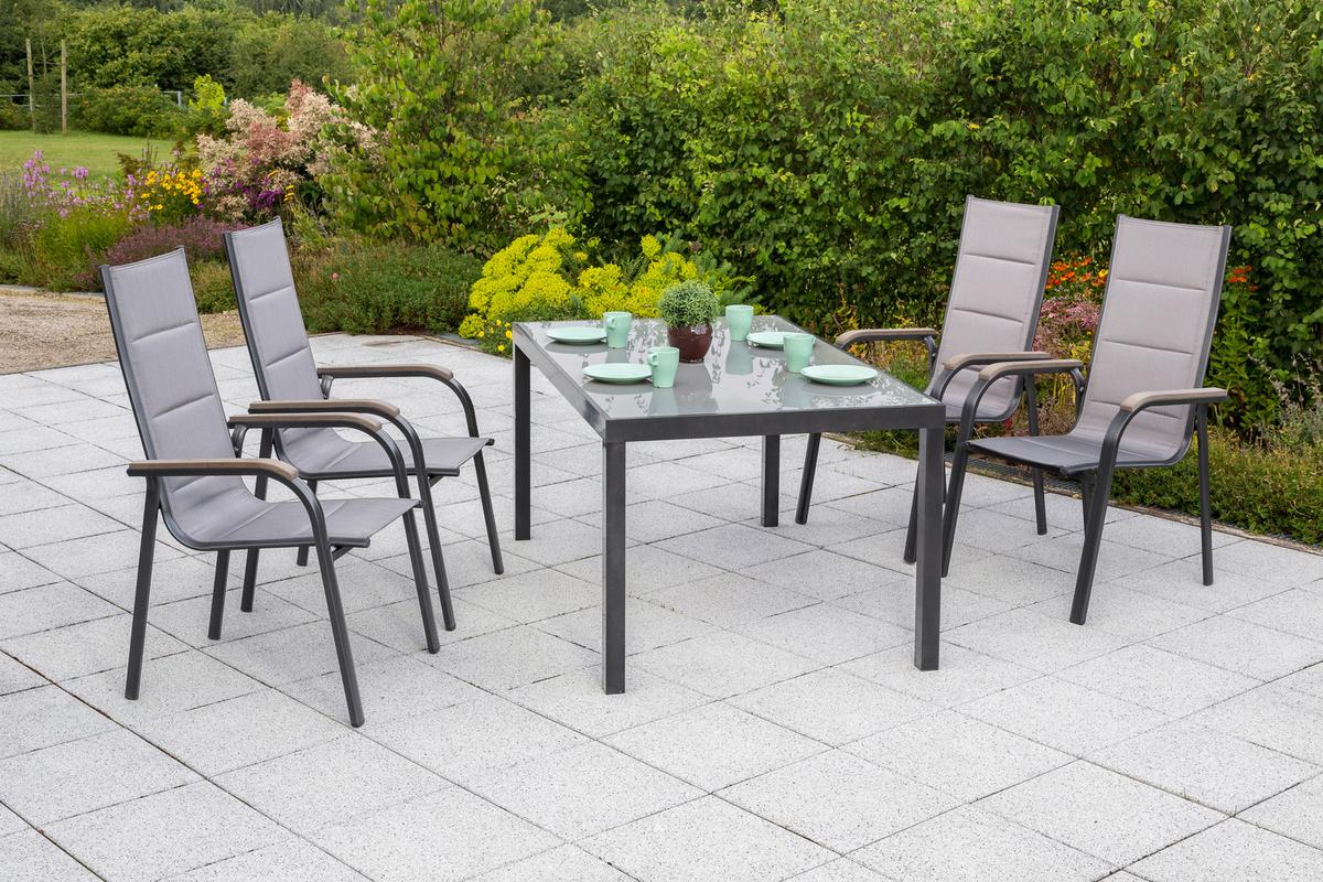 GARTENSET TRIVERO - Graphitfarben/Braun, MODERN, Textil/Metall - Gardenson