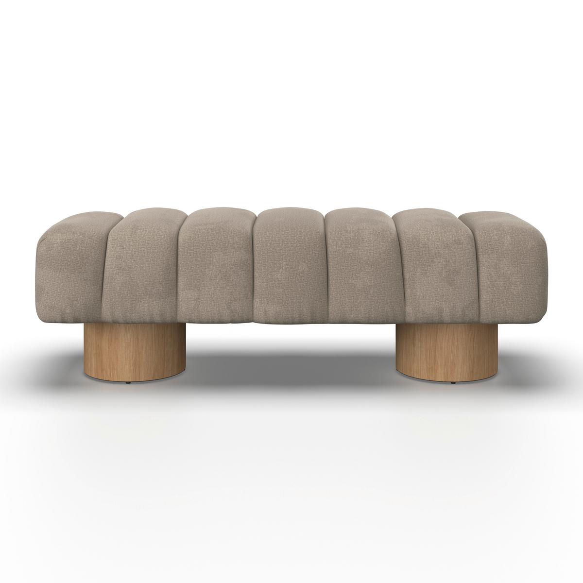 Sitzbank Alina Chenille Hellbraun - Hellbraun/Naturfarben, MODERN, Holz/Holzwerkstoff (140/45/45cm) - Bessagi Home