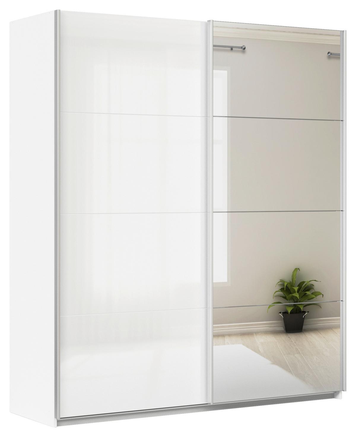 DULAP USI CULISANTE FELDKIRCH - argintiu/alb, Modern, material pe bază de lemn (181/210/62cm)