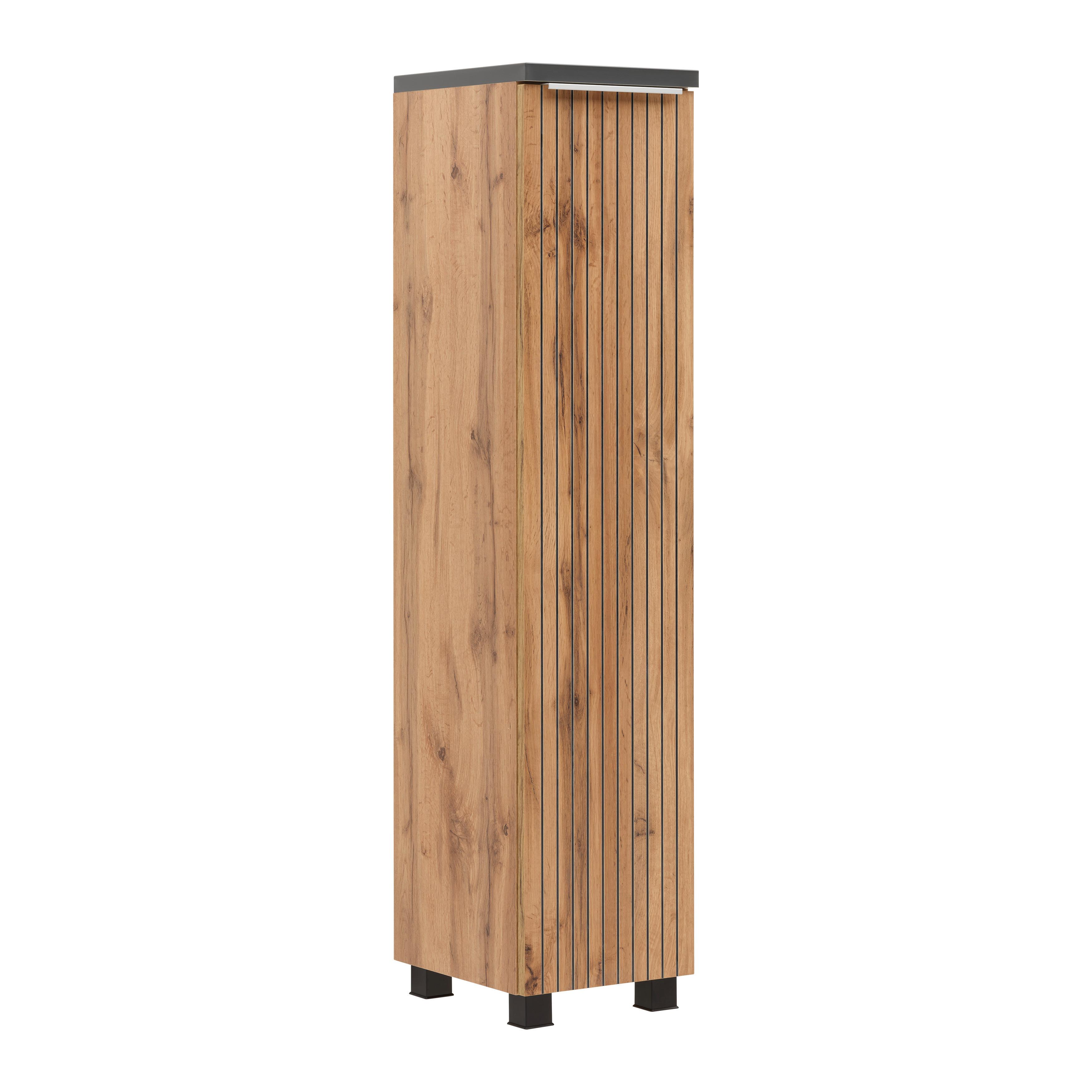Midischrank Jakarta in Schwarz/Eiche Wotan - Eiche Wotan/Schwarz, Modern, Holzwerkstoff/Kunststoff (30/130/35cm) - Mömax