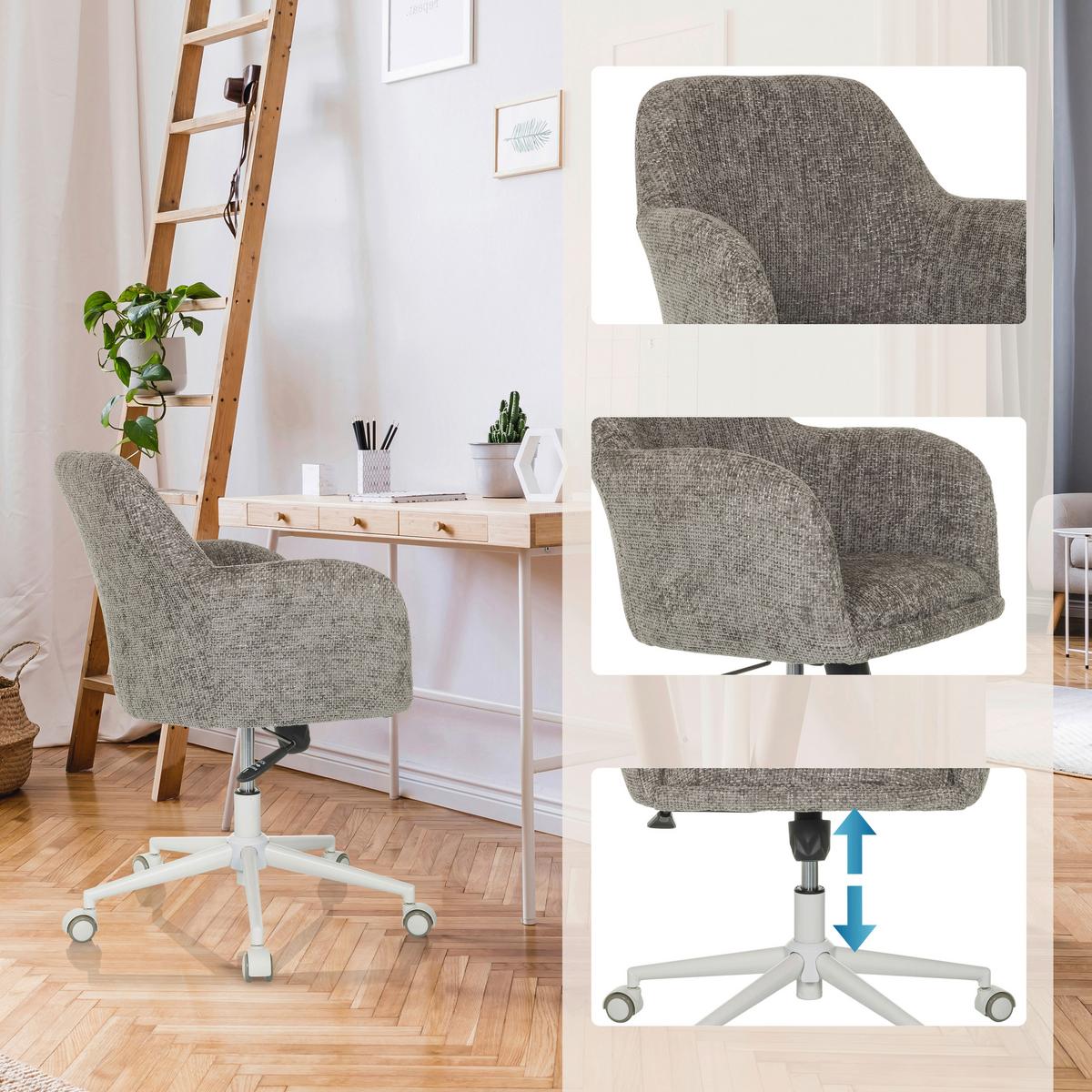 Drehstuhl Solao Home Grau - Weiß/Grau, MODERN, Kunststoff/Textil (58/78/60cm) - MID.YOU