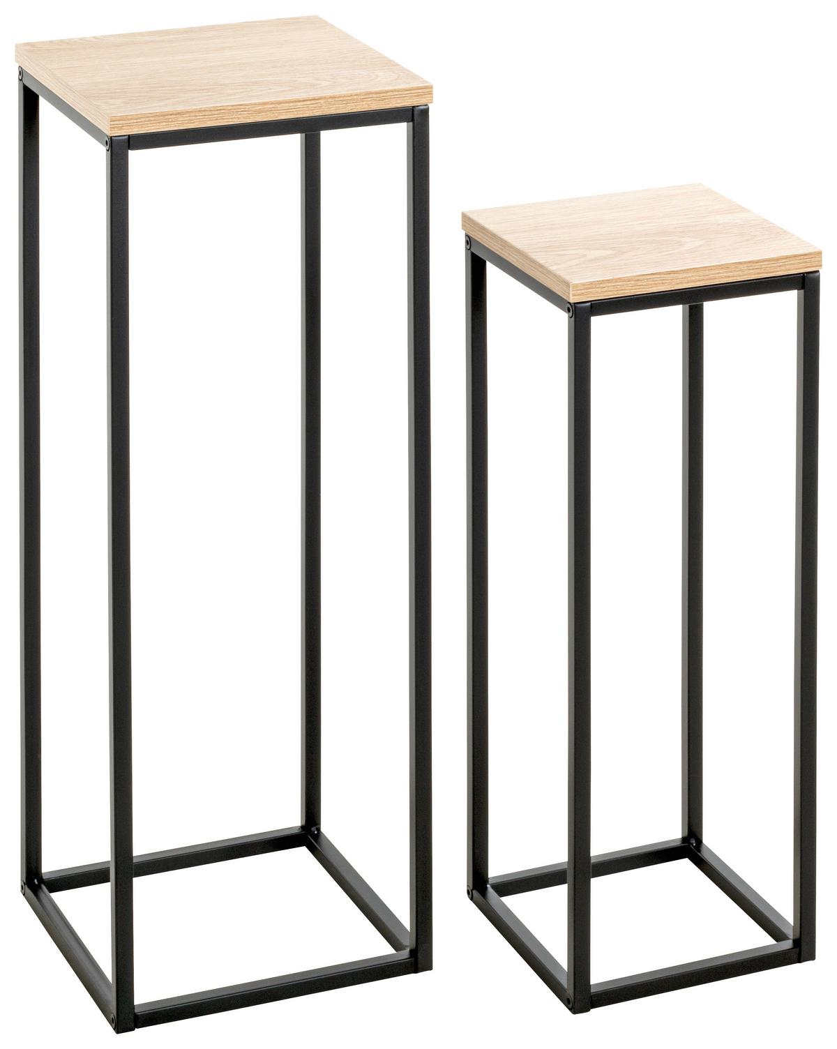 ZESTAW STOLIKÓW BOCZNYCH WATFORD - kolor dębowy/czarny, Trend, materiał drewnopochodny/metal (19-23/19-23/54-67cm)