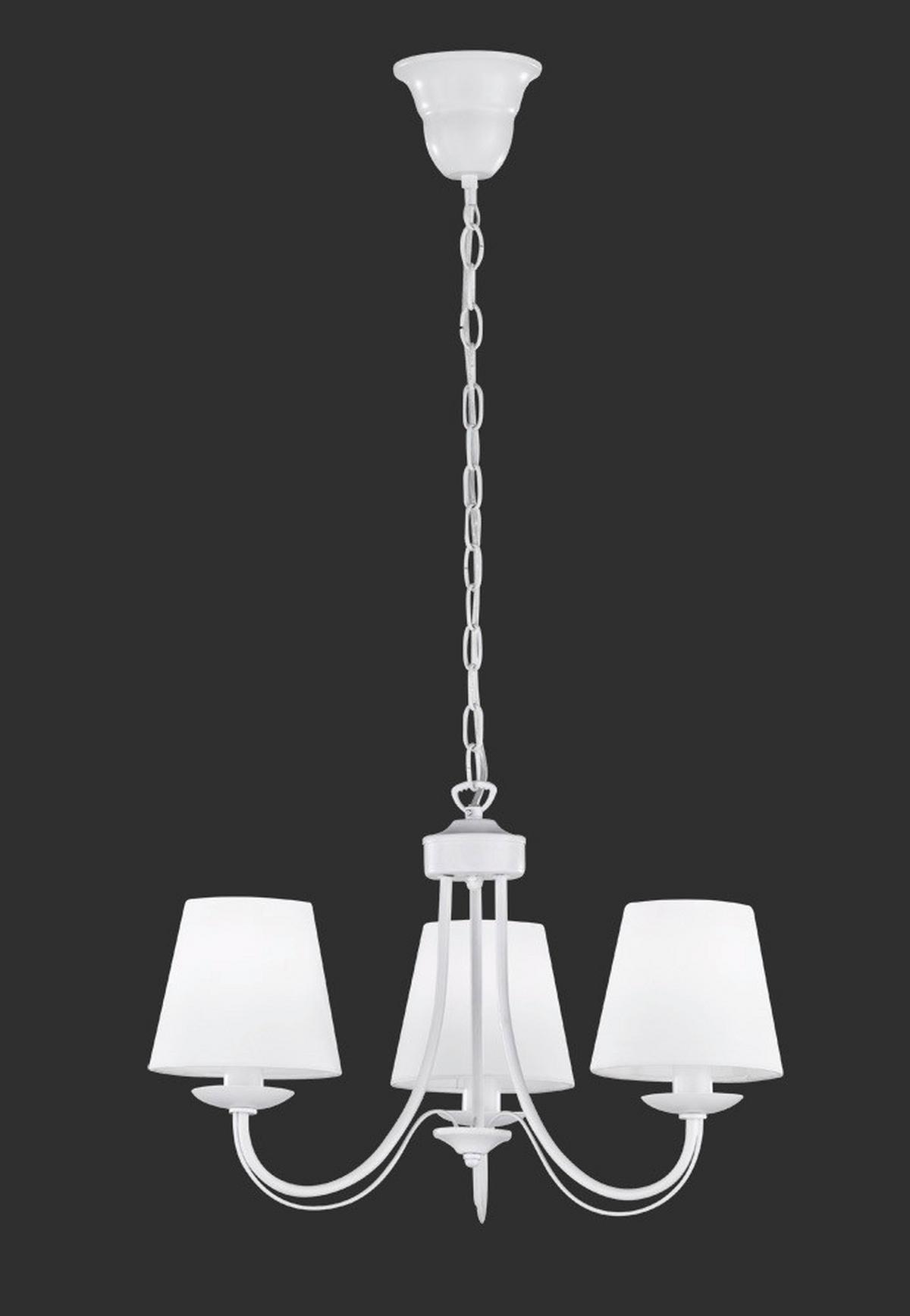 Kronleuchter Cortez in Weiß max. 28 Watt - Weiß, ROMANTIK / LANDHAUS, Textil/Metall (52/150cm) - Trio Leuchten