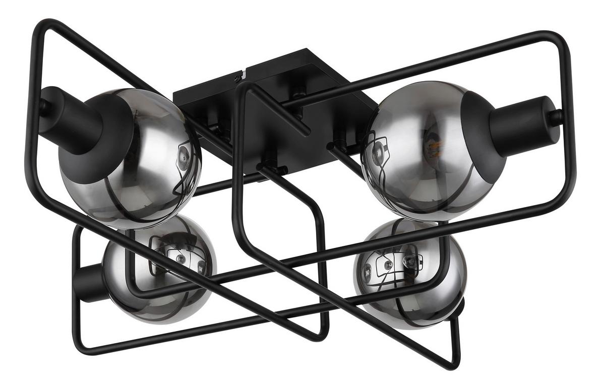 DECKENLEUCHTE 15830-4D - Schwarz, Design, Glas/Metall (61/61/20cm) - Globo