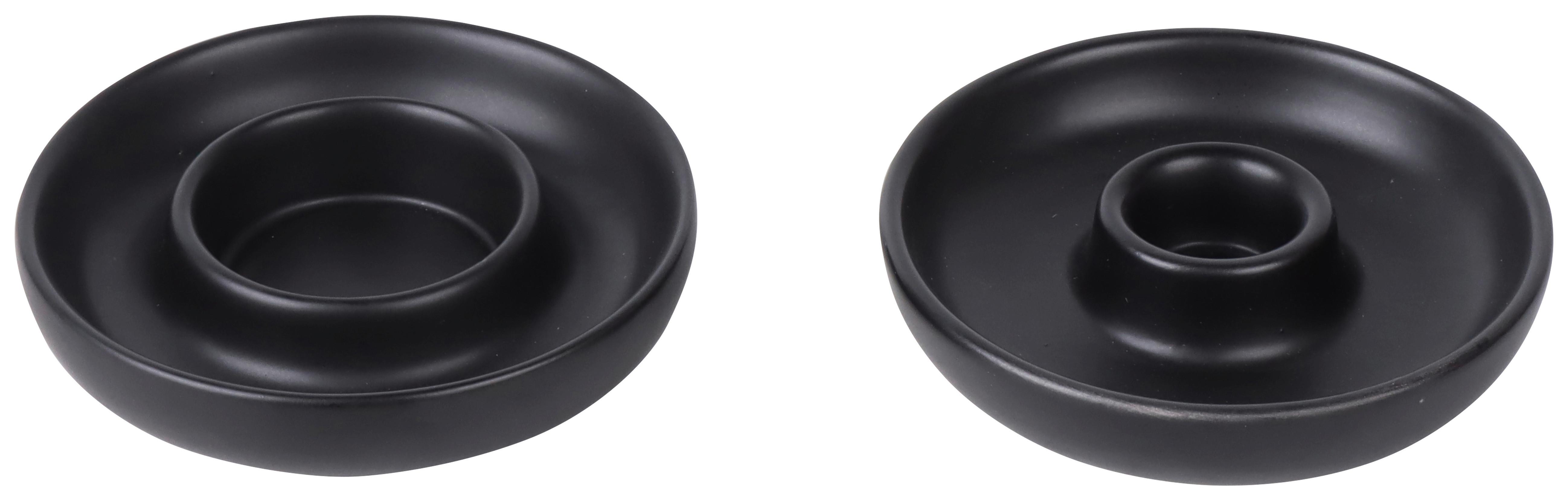 Kerzenhalter Mode in Schwarz - Schwarz, Modern, Keramik (9/2cm) - Modern Living