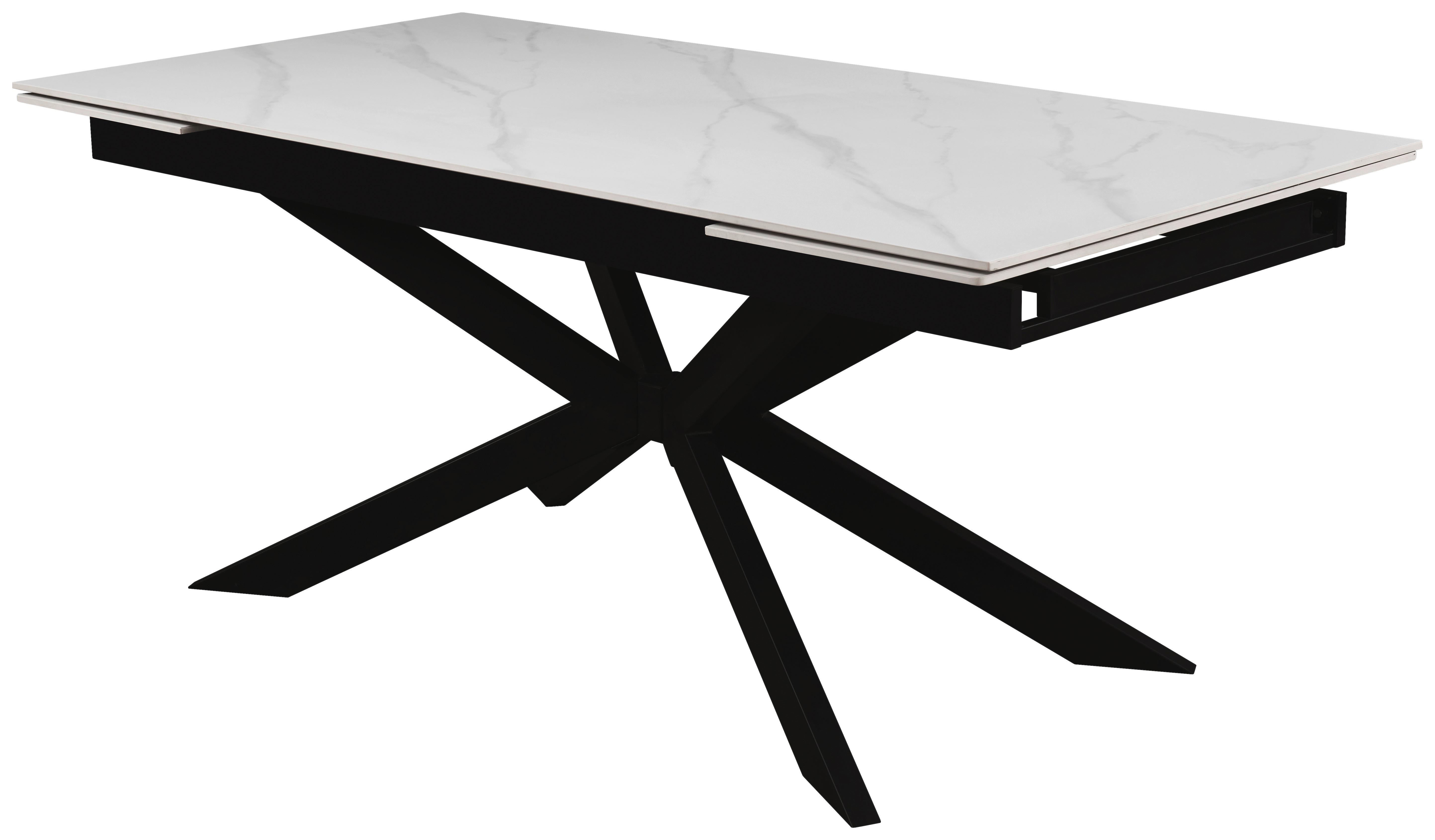 Ausziehtisch Leon Weiss ca. 180-260x90x76cm - Weiss/Schwarz, Modern, Keramik/Metall (180-260/76/90cm) - Premium Living