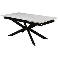 Ausziehtisch Leon Weiß ca. 180-260x90x76cm - Schwarz/Weiß, MODERN, Keramik/Metall (180-260/90/76cm) - Premium Living