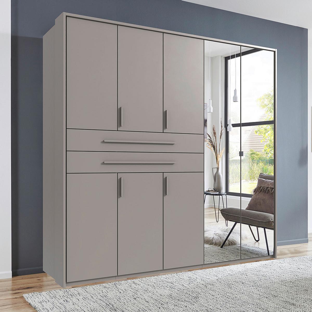 Kleiderschrank Lumio Grau/Sahara - Grau/Sahara, KONVENTIONELL, Glas/Holzwerkstoff (225/208/58cm) - Modern Living