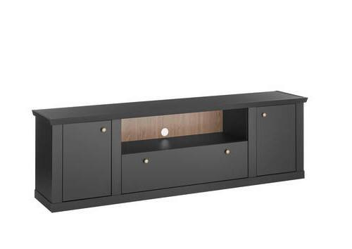 Lowboard Lincoln Schwarz/Eichefarben - Eichefarben/Messingfarben, Design, Holzwerkstoff/Metall (205/62/42cm) - MID.YOU