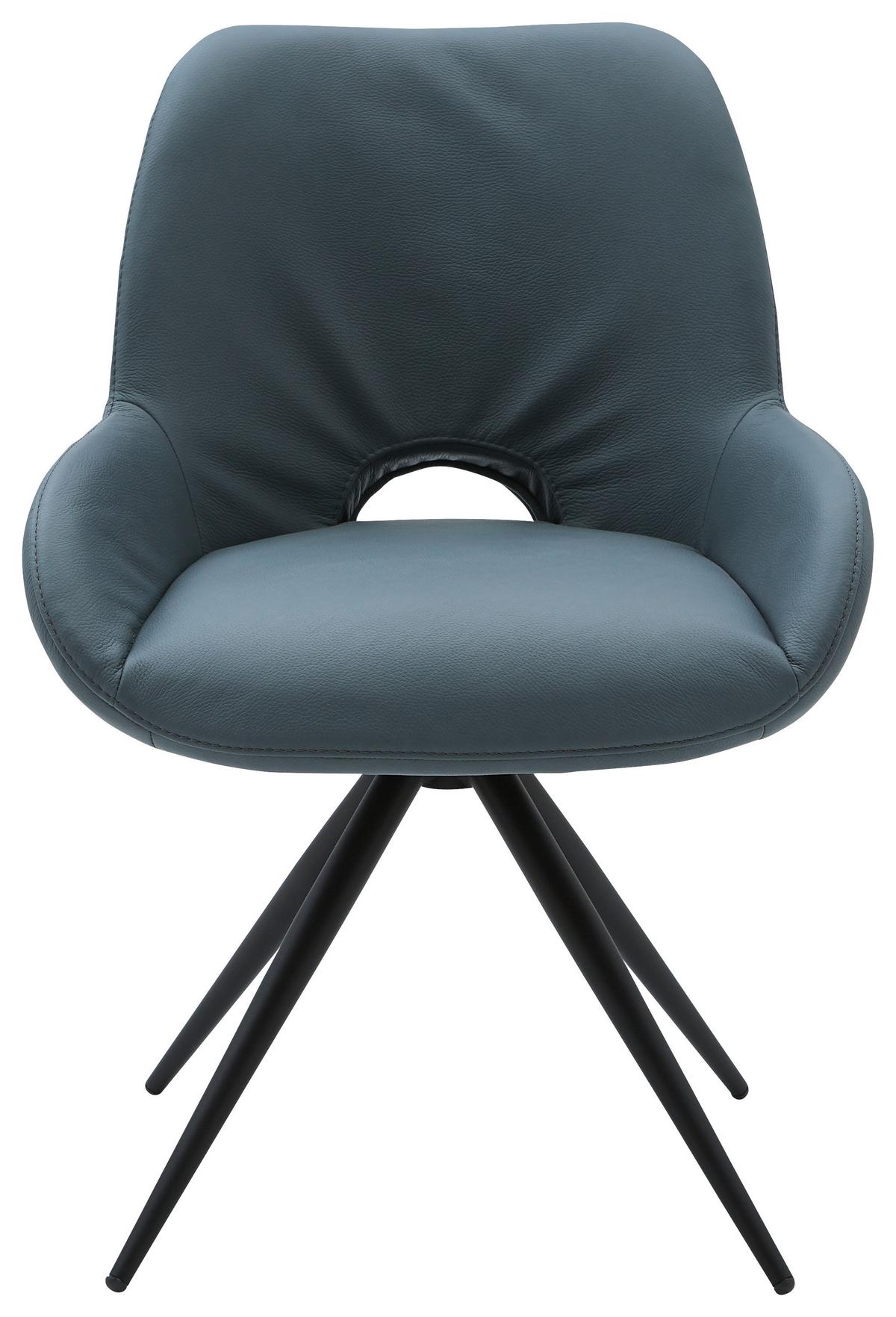 KRZESŁO TURN DIETER KNOLL - petrol/czarny, Design, skóra/metal (58/83/63cm) - Dieter Knoll