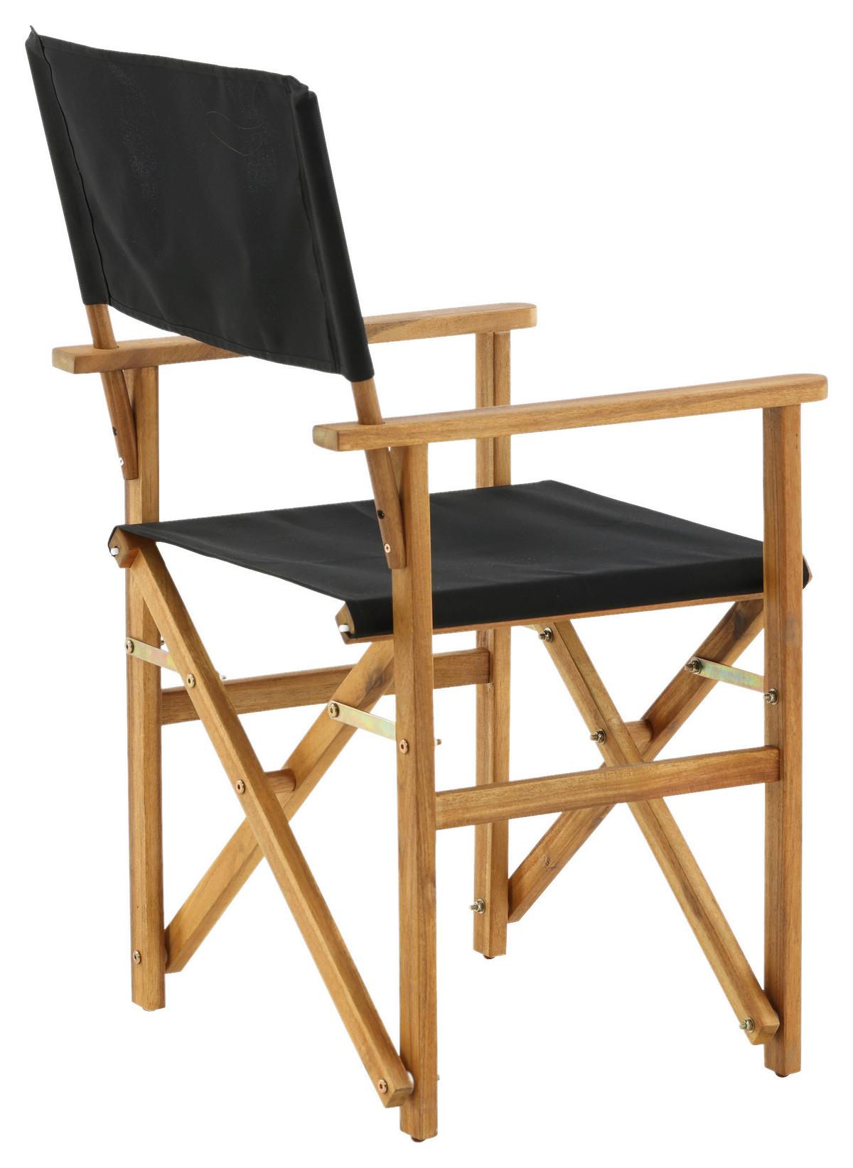 Klappstuhl Marion ca. 53x90x55 cm Akazie/Schwarz - Schwarz/Akaziefarben, KONVENTIONELL, Holz/Textil (53/90/55cm) - Gardenson