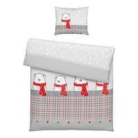 Bettwäscheset Beri Rot/Grau ca. 160x210cm - Rot/Grau, Textil (160/210cm) - Modern Living