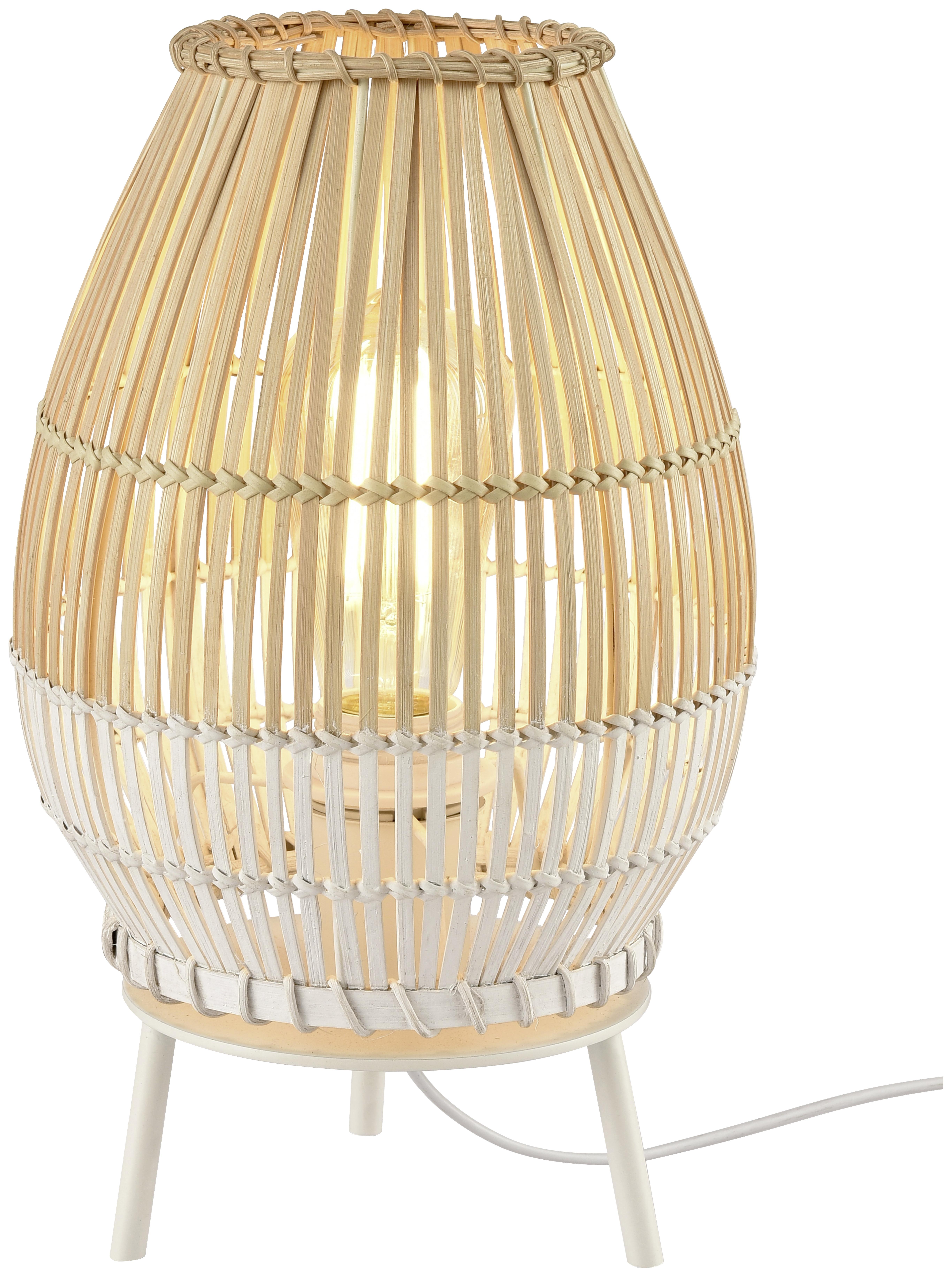 Namizna Svetilka Woldt - bela/naravne barve, Moderno, kovina/les (20/30cm) - Modern Living