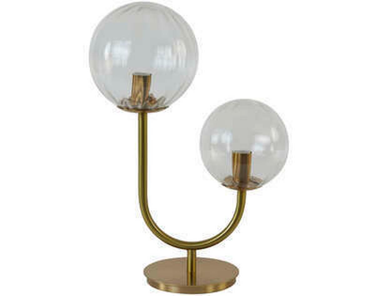 LAMPA STOŁOWA DOUBLE BUBBLE - przejrzysty/złoty, Trend, metal/szkło (33/18/43cm) - Light & Living