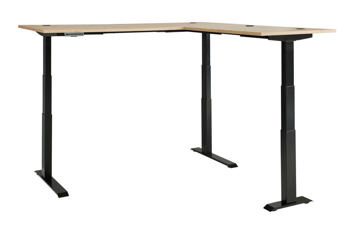 Sarokíróasztal Memphis - grafitszürke/Artisan tölgy, Modern, faalapú anyag/fém (185/177cm) - Premium Living
