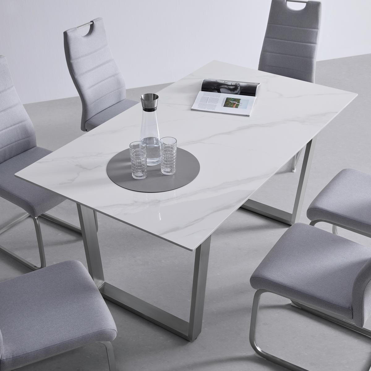 Jedilna Miza New York, Bela, 160 X 90 Cm - barve nerjavečega jekla/bela, Trend, kovina/keramika (160/75/90cm) - Mömax