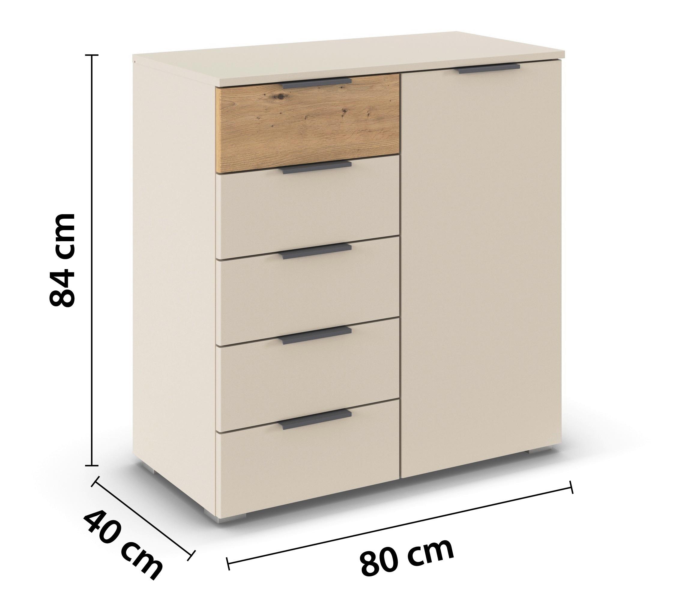Kommode Ellmau Champagnerfarben - Champagner/Silberfarben, KONVENTIONELL, Holzwerkstoff/Kunststoff (80/84/40cm) - Premium Living