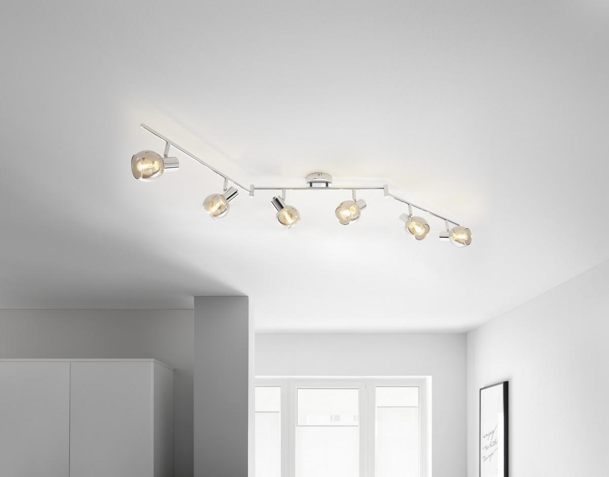 Deckenleuchte Rolli max. 40 Watt - Grau, Lifestyle, Glas/Metall (150cm) - Premium Living