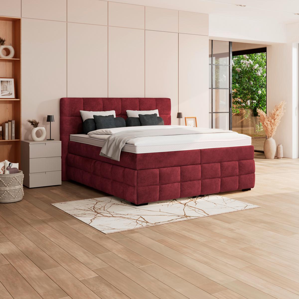 PAT BOX VEGA - verde/roșu burgund, Trend, lemn/textil (160/200cm) - Modern Living