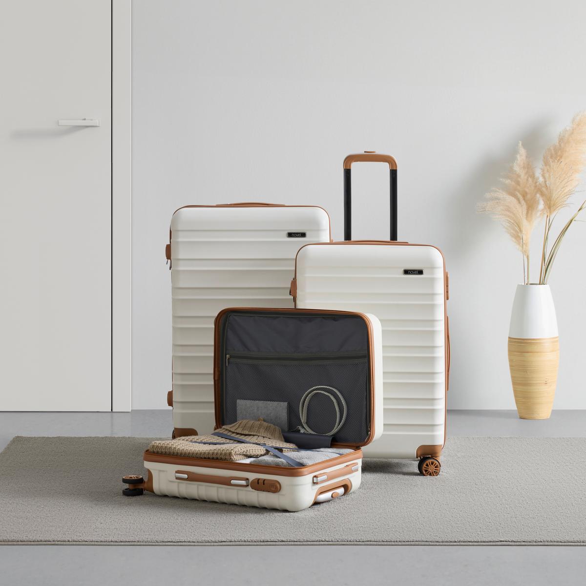 Reisekofferset Florenz Braun/Weiß, 3-teilig - Braun/Weiß, KONVENTIONELL, Kunststoff/Textil - Mömax