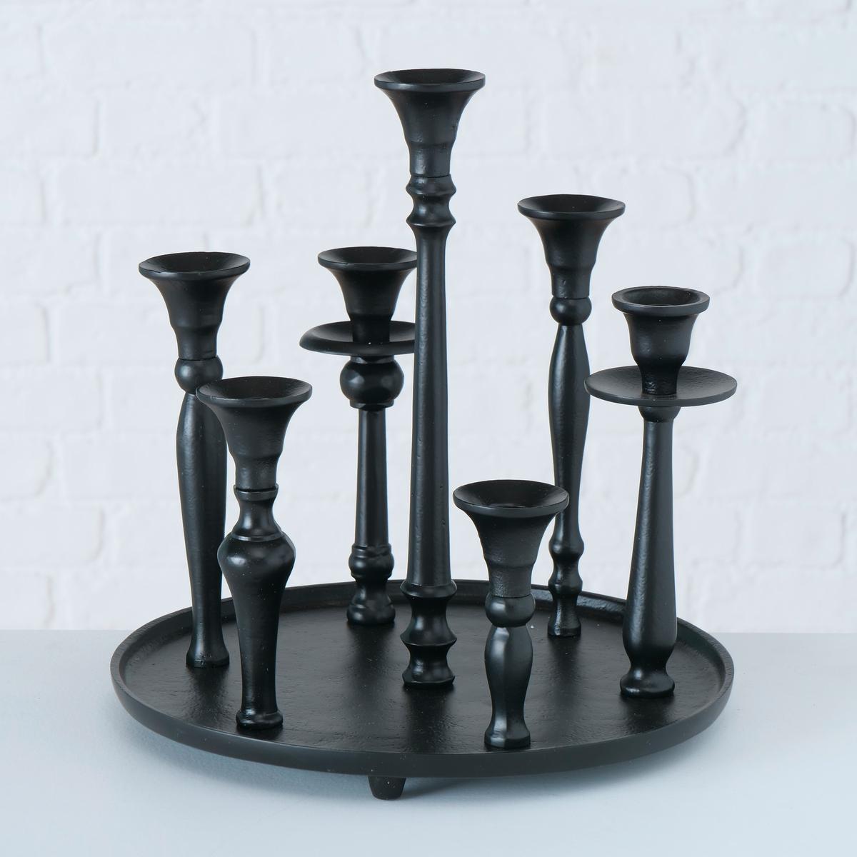 Kerzenhalter Poulina aus Aluminium in Schwarz - Schwarz, Design, Metall (29/31cm)