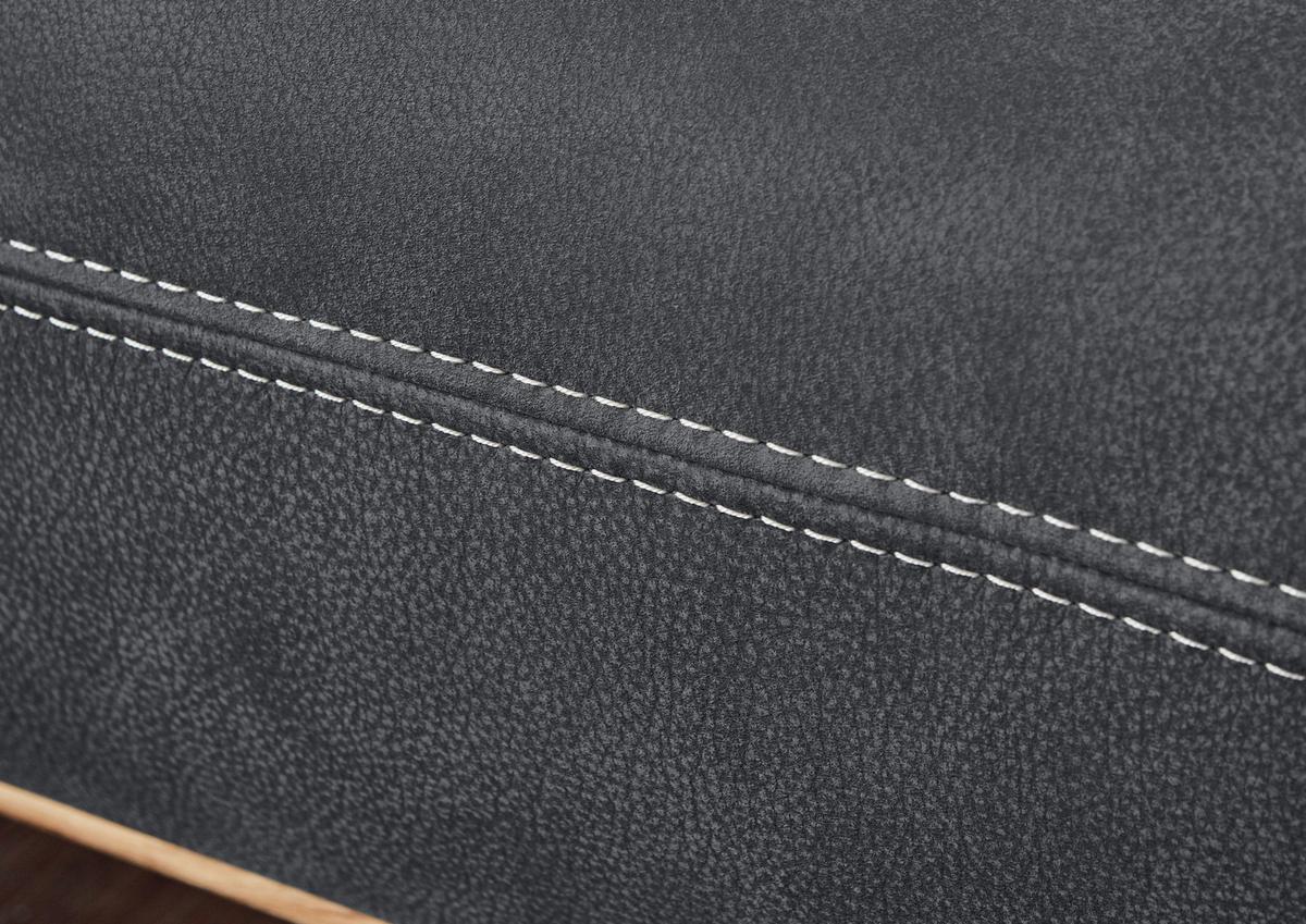 Wohnlandschaft Erling Graphitfarben - Beige/Graphitfarben, MODERN, Leder/Metall (187/89/322cm) - Premium Living