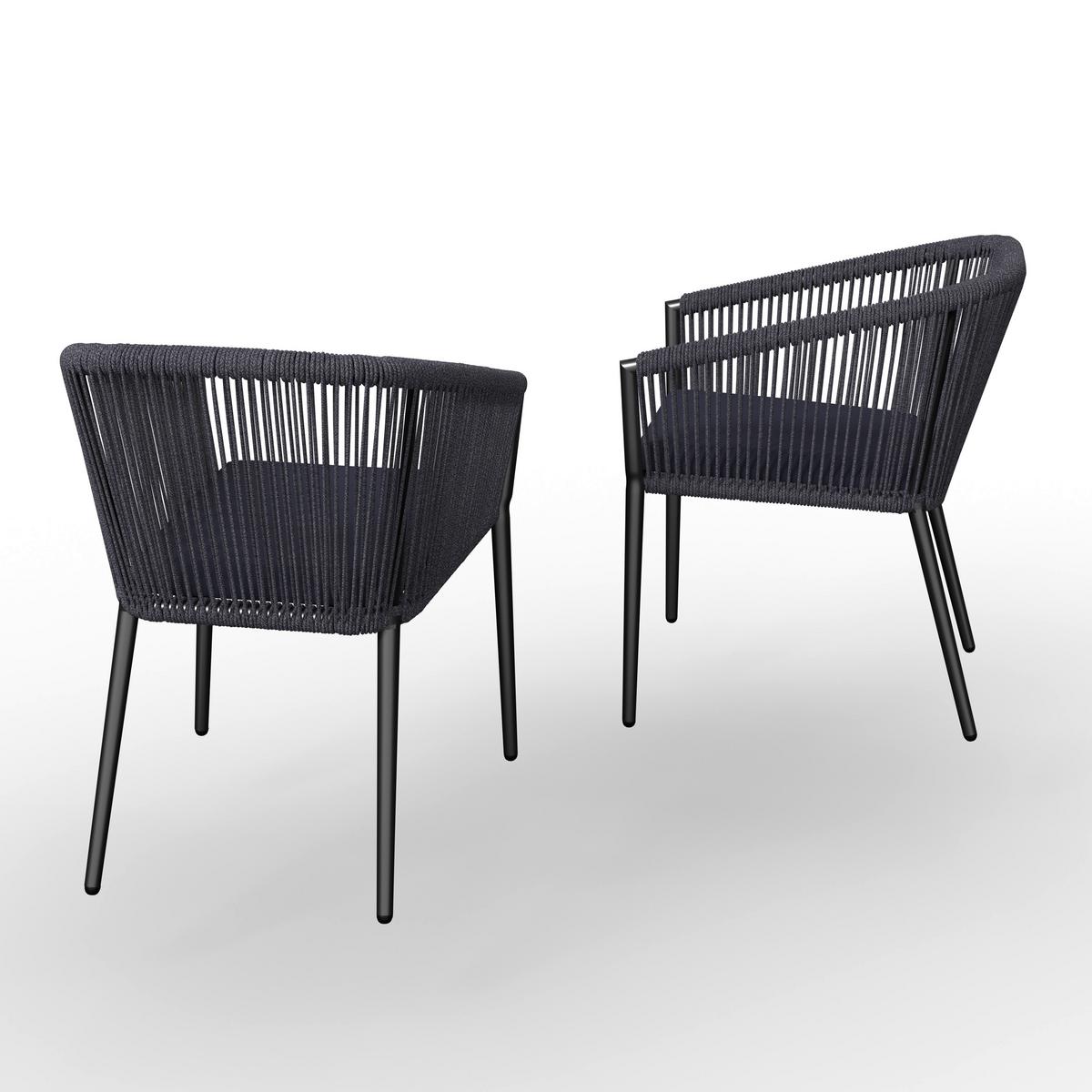 Gartensessel-Set 2-er Benicia Blau aus Metall/Textil - Blau/Schwarz, MODERN, Textil/Metall (55/76/63cm) - Bessagi Garden