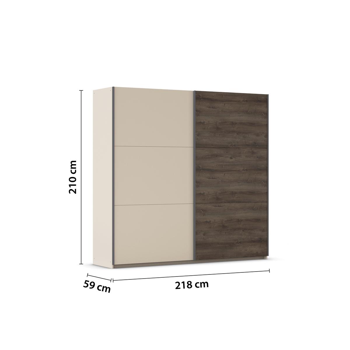 Ormar S Kliznim Vratima Sajo - hrast tamni/boje šampanjca, Trend, drvni materijal/metal (218/210/59cm) - Premium Living