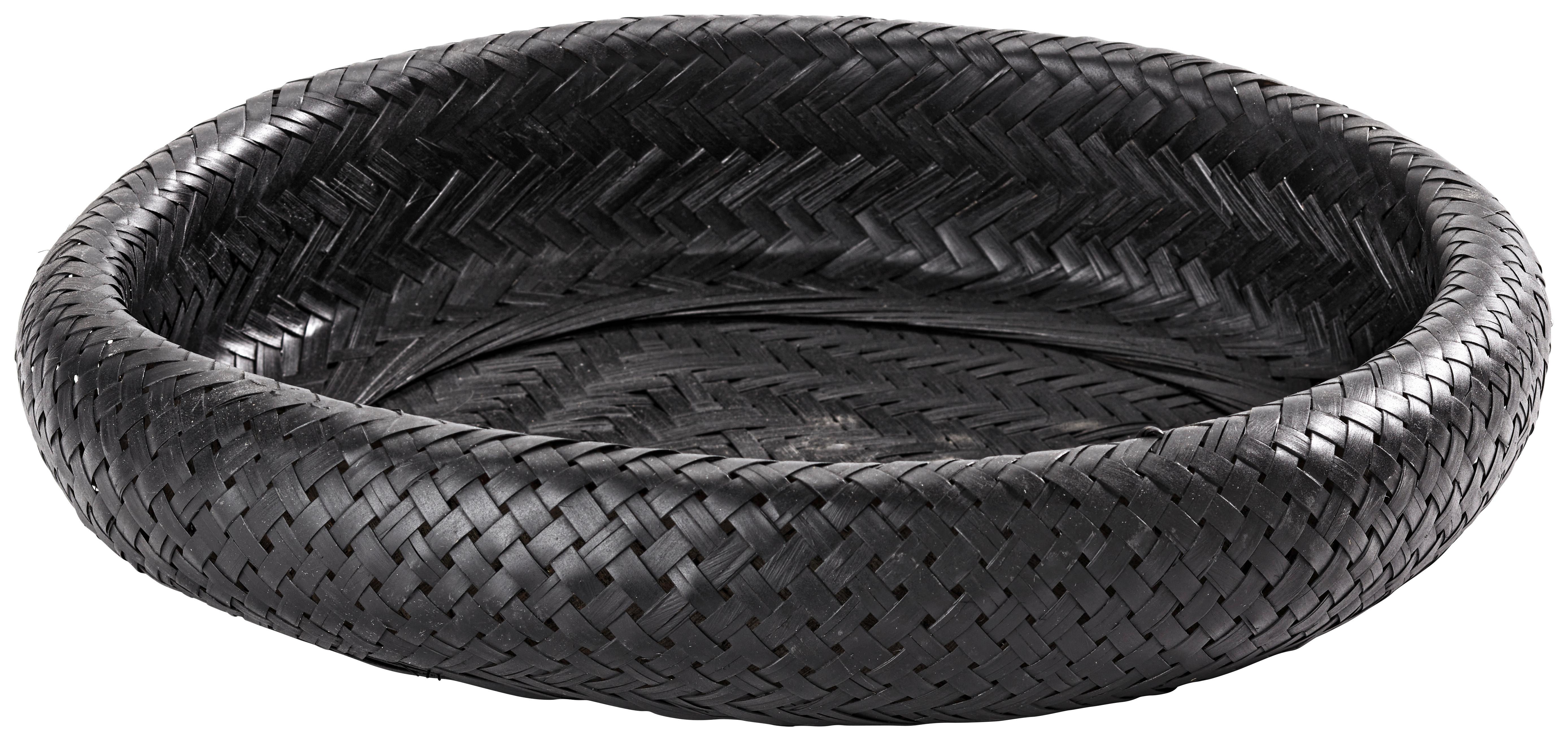 Dekokorb Finn in Schwarz Ø ca. 36x8cm - Schwarz, Naturmaterialien (36/8cm) - Modern Living