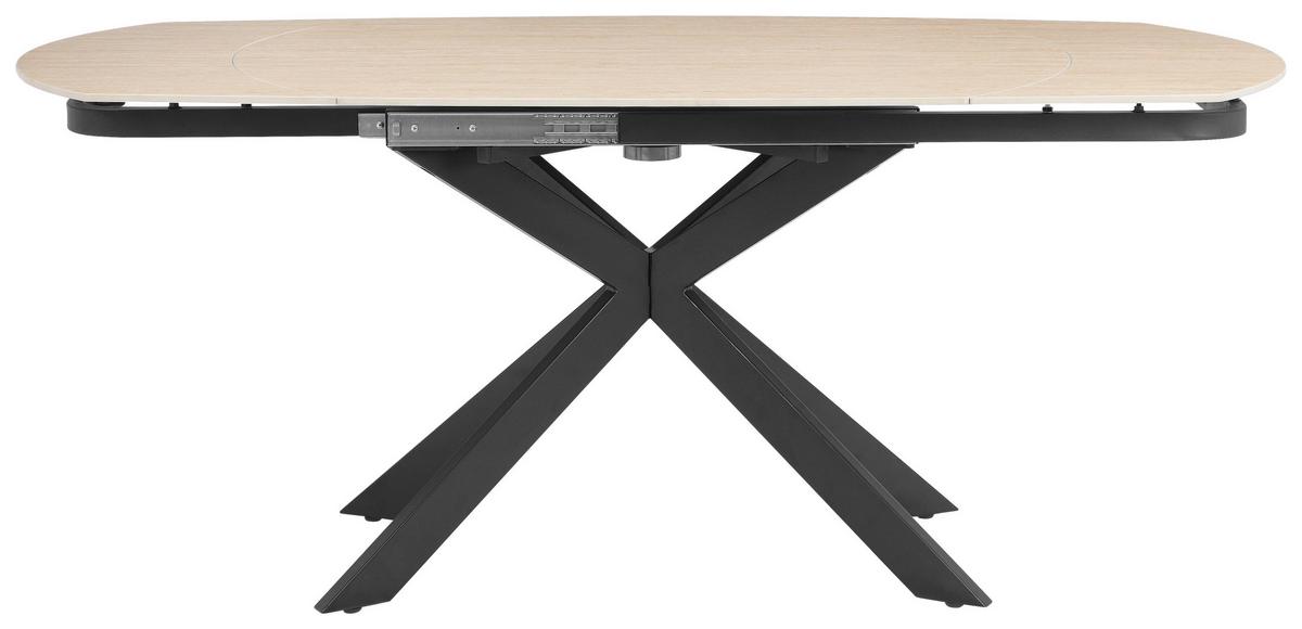 Raztegljiva Miza Senna, Bež, 120-180x90 - črna/bež, Moderno, kamen/kovina (120-180/90/75.5-79cm) - P & B