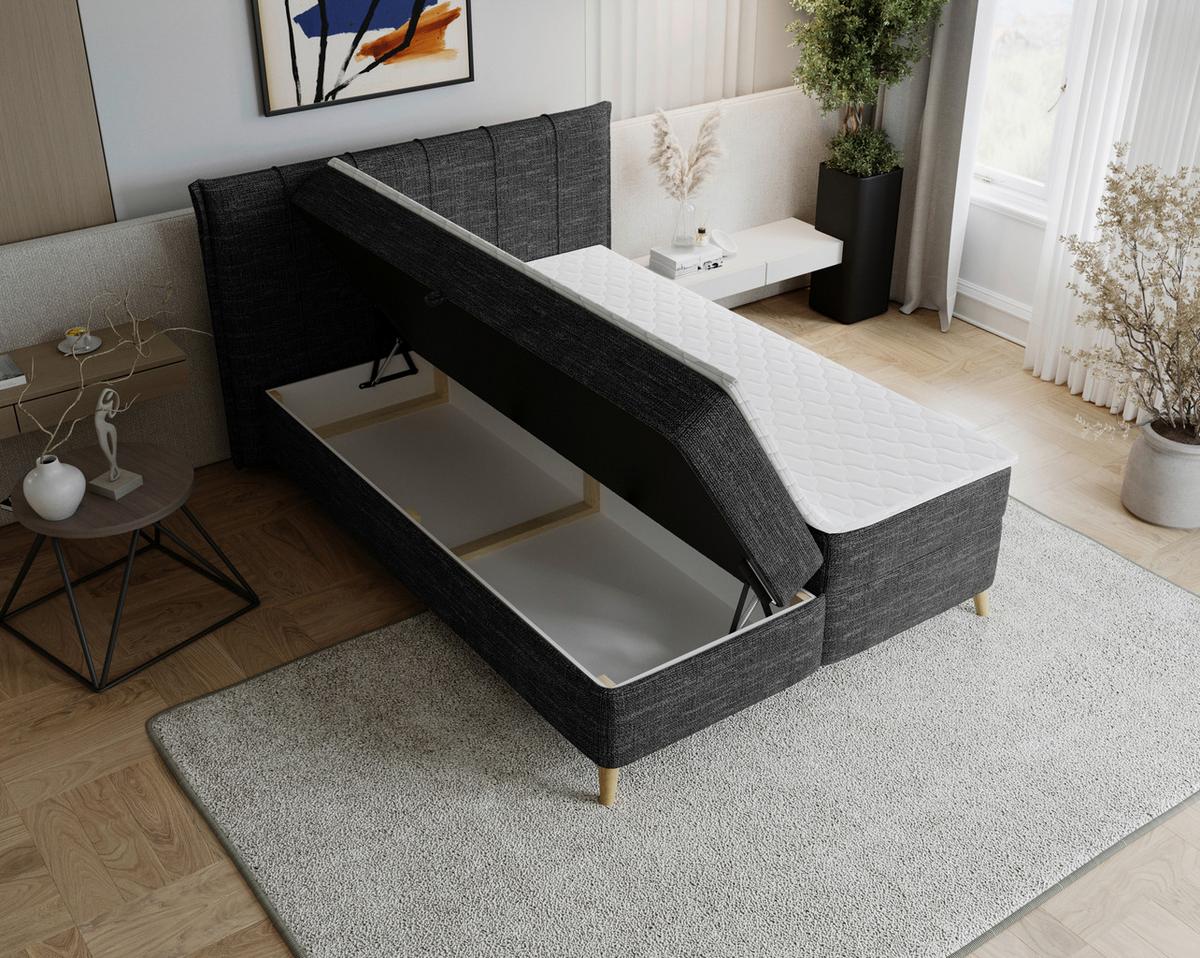 Boxbett Veloria Schwarz ca. 140x200cm - Schwarz, KONVENTIONELL, Textil/Metall (140/200cm) - Based